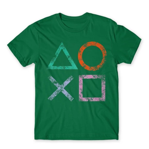 Zöld PlayStation - férfi rövid ujjú póló - Symbols