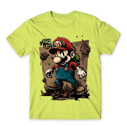 Almazöld Super Mario férfi rövid ujjú póló - Grunge