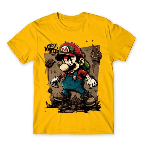Sárga Super Mario férfi rövid ujjú póló - Grunge