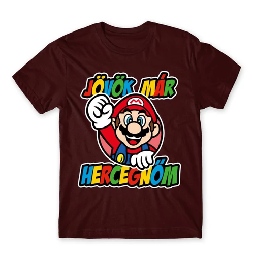 Bordó Super Mario férfi rövid ujjú póló - Herceg
