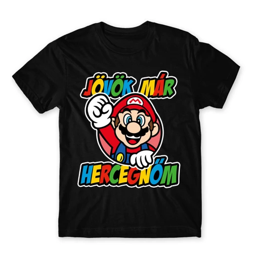 Fekete Super Mario férfi rövid ujjú póló - Herceg
