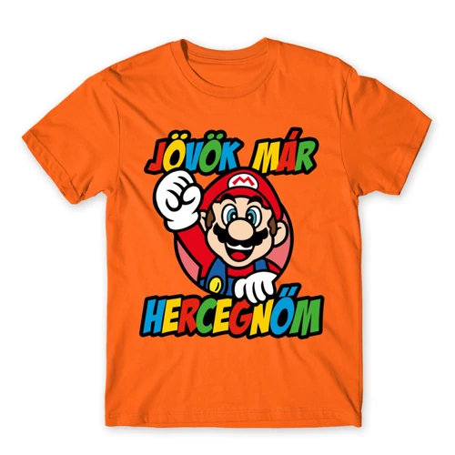 Narancs Super Mario férfi rövid ujjú póló - Herceg
