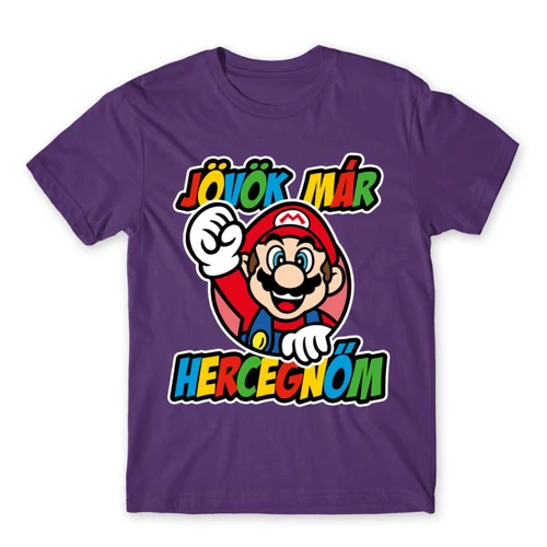 Sötétlila Super Mario férfi rövid ujjú póló - Herceg