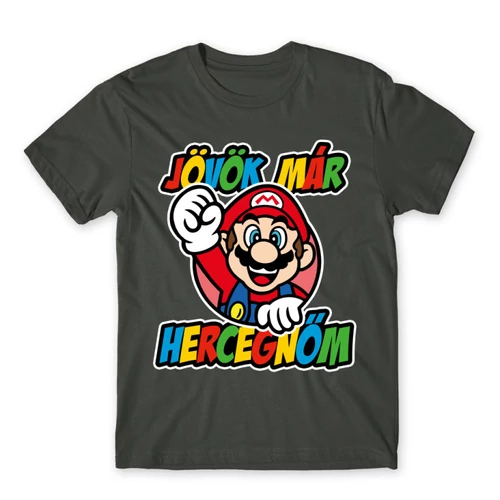 Sötétszürke Super Mario férfi rövid ujjú póló - Herceg