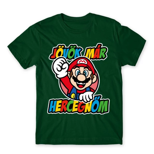 Sötétzöld Super Mario férfi rövid ujjú póló - Herceg