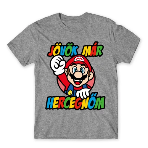 Sportszürke Super Mario férfi rövid ujjú póló - Herceg