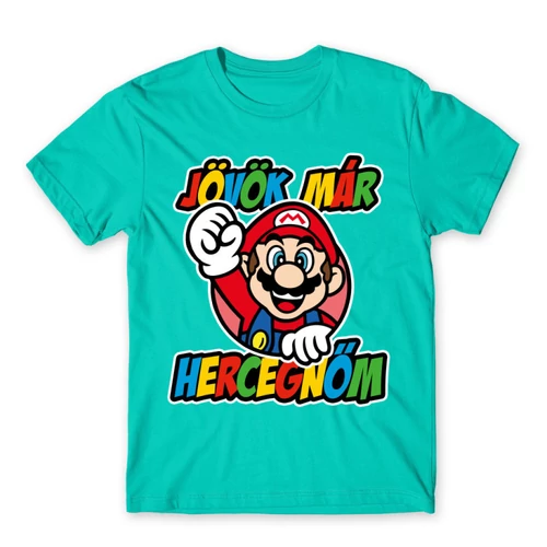 Türkiz Super Mario férfi rövid ujjú póló - Herceg