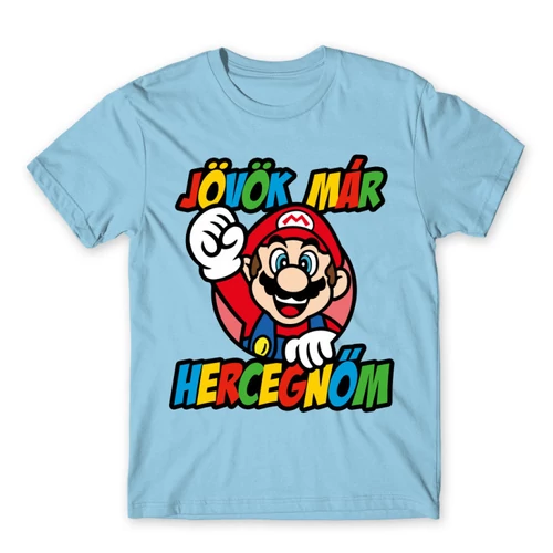 Világoskék Super Mario férfi rövid ujjú póló - Herceg