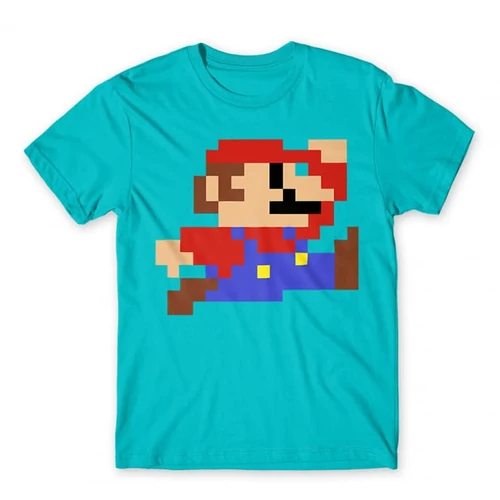 Atollkék Super Mario férfi rövid ujjú póló - Jump