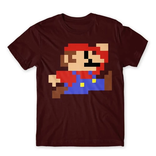 Bordó Super Mario férfi rövid ujjú póló - Jump