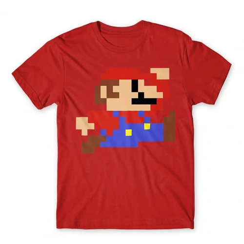 Piros Super Mario férfi rövid ujjú póló - Jump