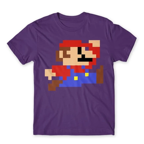 Sötétlila Super Mario férfi rövid ujjú póló - Jump