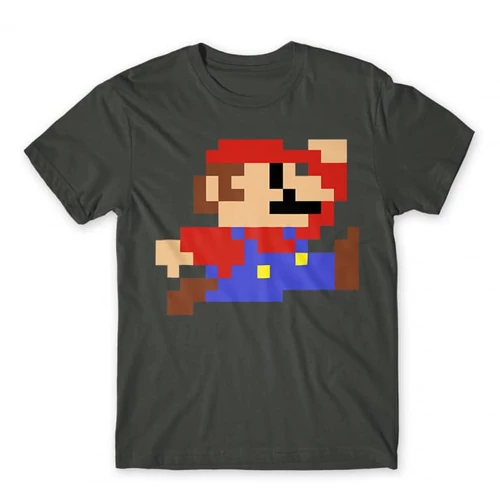 Sötétszürke Super Mario férfi rövid ujjú póló - Jump