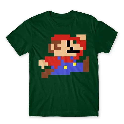 Sötétzöld Super Mario férfi rövid ujjú póló - Jump