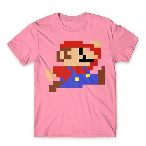 Világos rózsaszín Super Mario férfi rövid ujjú póló - Jump