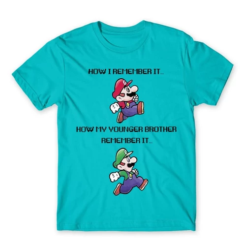 Atollkék Super Mario férfi rövid ujjú póló - Remember