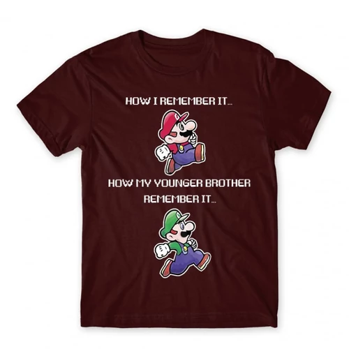 Bordó Super Mario férfi rövid ujjú póló - Remember