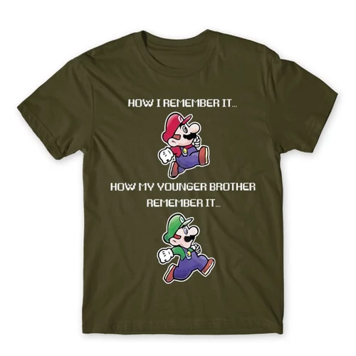 Khaki Super Mario férfi rövid ujjú póló - Remember