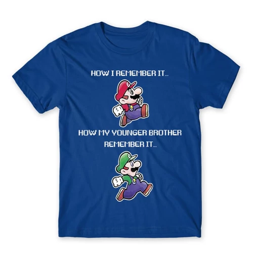 Királykék Super Mario férfi rövid ujjú póló - Remember