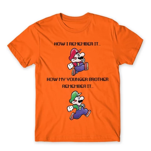 Narancs Super Mario férfi rövid ujjú póló - Remember