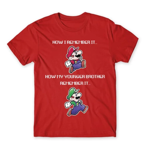 Piros Super Mario férfi rövid ujjú póló - Remember