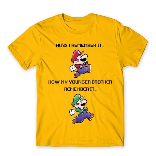 Sárga Super Mario férfi rövid ujjú póló - Remember
