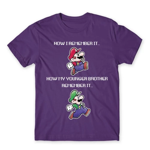 Sötétlila Super Mario férfi rövid ujjú póló - Remember