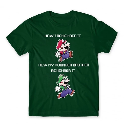 Sötétzöld Super Mario férfi rövid ujjú póló - Remember