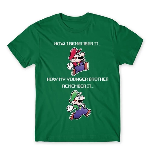 Zöld Super Mario férfi rövid ujjú póló - Remember