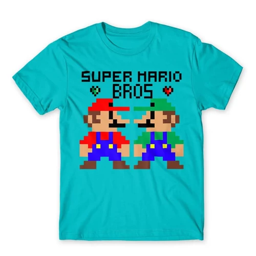 Atollkék Super Mario férfi rövid ujjú póló - Super Mario Bros