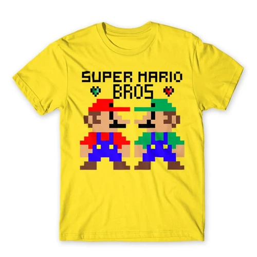 Citromsárga Super Mario férfi rövid ujjú póló - Super Mario Bros