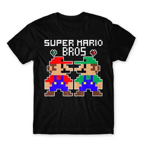 Fekete Super Mario férfi rövid ujjú póló - Super Mario Bros