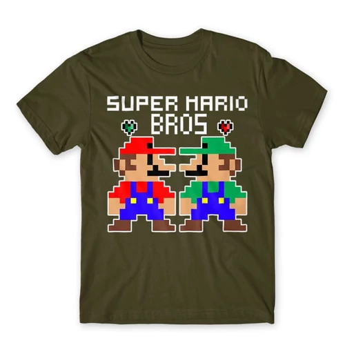 Khaki Super Mario férfi rövid ujjú póló - Super Mario Bros