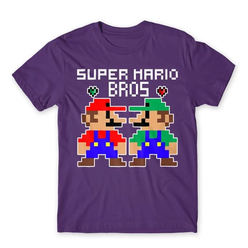 Sötétlila Super Mario férfi rövid ujjú póló - Super Mario Bros