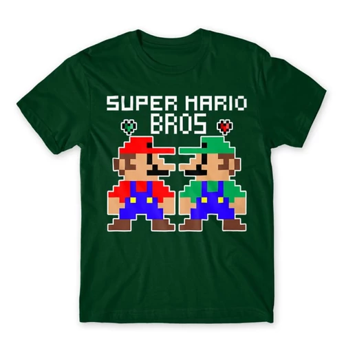 Sötétzöld Super Mario férfi rövid ujjú póló - Super Mario Bros