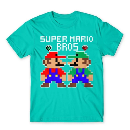 Türkiz Super Mario férfi rövid ujjú póló - Super Mario Bros