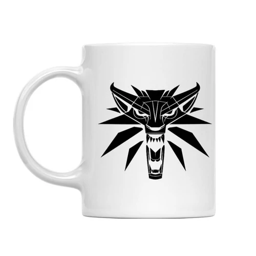 Fehér The Witcher bögre - Wolf head logo