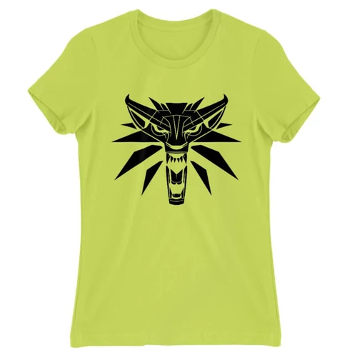 Almazöld The Witcher női rövid ujjú póló - Wolf head logo