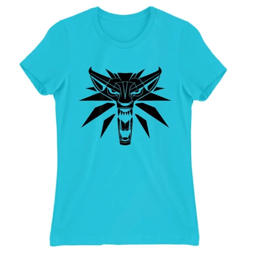 Atollkék The Witcher női rövid ujjú póló - Wolf head logo