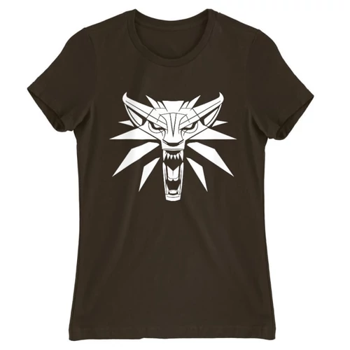 Barna The Witcher női rövid ujjú póló - Wolf head logo