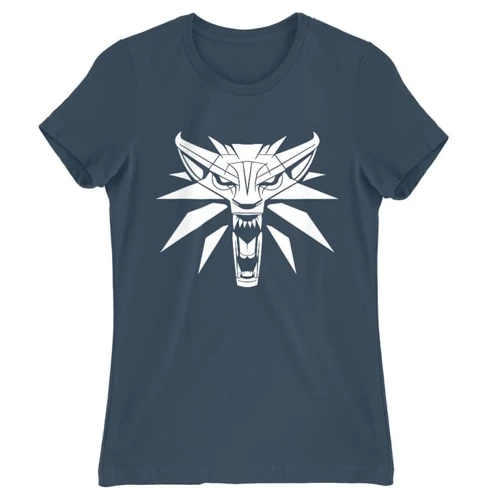 Denim The Witcher női rövid ujjú póló - Wolf head logo