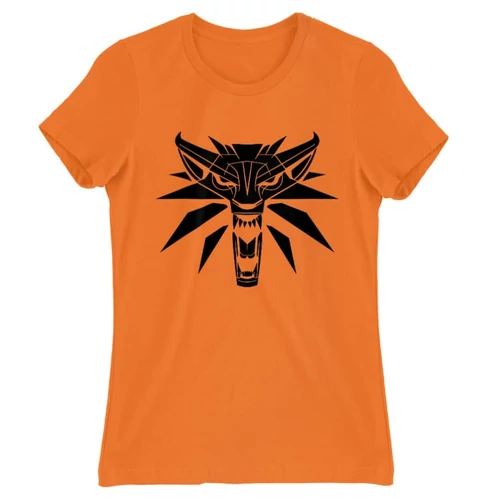 Narancs The Witcher női rövid ujjú póló - Wolf head logo