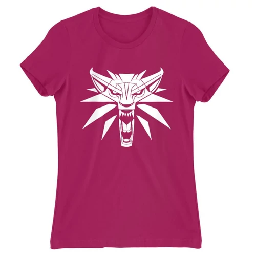 Pink The Witcher női rövid ujjú póló - Wolf head logo