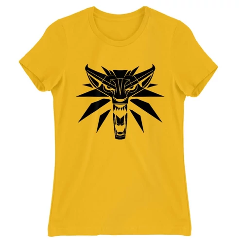 Sárga The Witcher női rövid ujjú póló - Wolf head logo