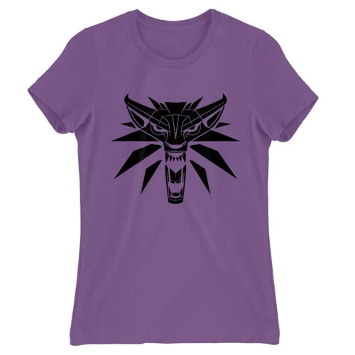 Világoslila The Witcher női rövid ujjú póló - Wolf head logo
