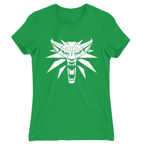 Zöld The Witcher női rövid ujjú póló - Wolf head logo
