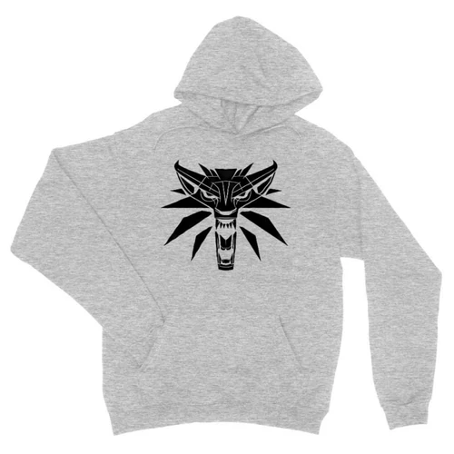 Sportszürke The Witcher unisex kapucnis pulóver - Wolf head logo