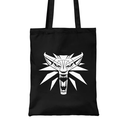 Fekete The Witcher vászontáska - Wolf head logo