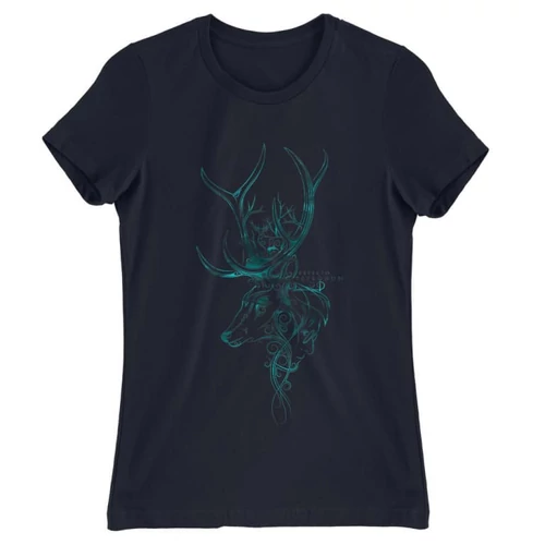 Sötétkék Harry Potter női rövid ujjú póló - Expecto Patronum Art