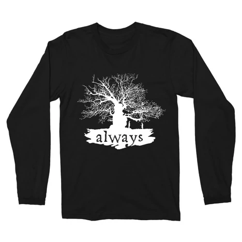 Fekete Harry Potter férfi hosszú ujjú póló - Always Tree silhouette